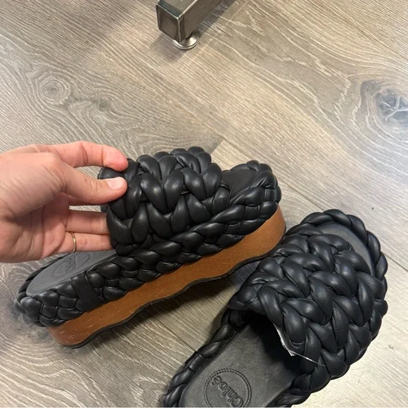 Chloe Wavy Braided Leather Platform Sandals - Picture 2 of 5
